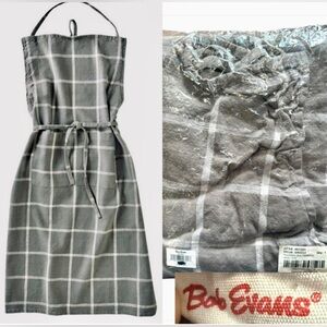 BOB EVANS RESTAURANT GRAY WINDOWPANE PLAID APRON~NEW